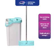 Cây lau nhà tự vắt kèm thùng 2 ngăn xoay 360 độ thông minh lau sạch nhanh khô MyJae Đài Loan
