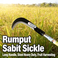 Rumput Sickle Weed removal Sickle harvesting Outdoor Adventure 60cm Heavy duty Long Handle Buah Stee