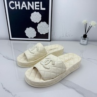99新 Chanel香奈兒白色羊皮拖鞋 37碼