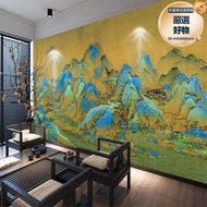 3D新中式千裡江山圖壁紙清明上河圖背景餐廳飯店壁畫茶室壁布牆紙