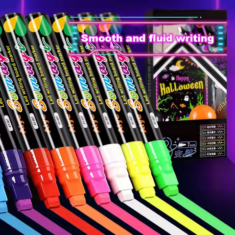 Liquid Erasable Chalk Markers Pens 6/8 Colors Washable & Wet Erase Neon Art Makers for Blackboard Ch