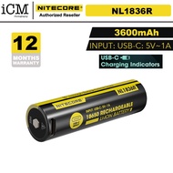 Nitecore NL1836R 3600mAh USB-C  Li-ion Rechargeable 18650 Battery