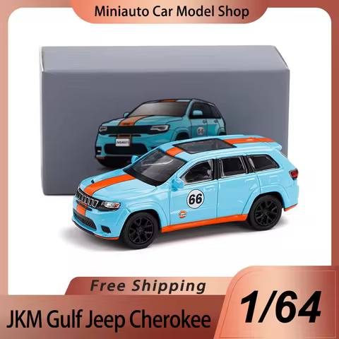 New In Stock Jkm 1:64 Gulf Version Jeep Cherokee Alloy Miniature Diecast Model Cherokee Jeep Suv Car