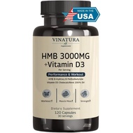 HMB 3000mg and Vitamin D3 Supplement Capsules per Serving *USA Made & Tested* Promotes Muscle Growth
