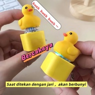 GANTUNGAN Squeaky Duck Keychain Toy / Squeaky Duck Soothing Toy / Duck Keyboard Cap with Colorful Li