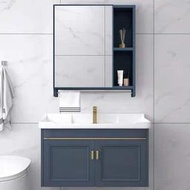 新款簡約小戶型廁所浴室櫃洗手盆鏡櫃組合陶瓷一體掛牆式衛浴鏡櫃