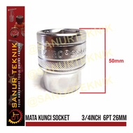 MATA Socket Wrench Bit Socket/ TEKIRO 3/4" DR 6 PT 26 MM (26MM)