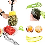 Fruit Peeler 5 Pack - Stainless Steel Pineapple Carrot Slicer, Watermelon Slicer, Orange Peeler, Avo