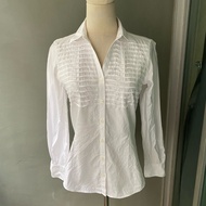 USED Brooks Brothers white pleated cotton shirt size 0