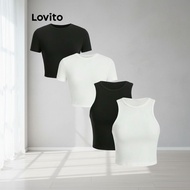 Lovito Tank Top Asas Crop Ringkas Untuk Wanita L80ED368