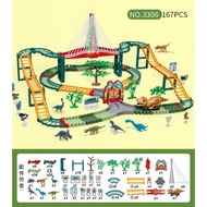 3306 Dinosaur Rail Car Small Train Adventure Car Parking Lot Children's Toys Boy 3 Years Old 4 Puzzl