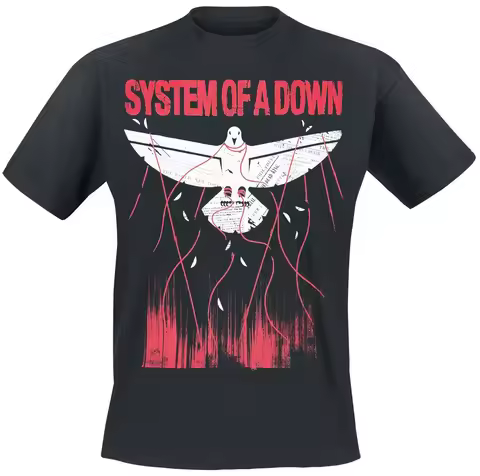 System of A Down Newspaper Dove Print T-shirt Men Women Nu Metal Band Unisex Short Sleeve Tee