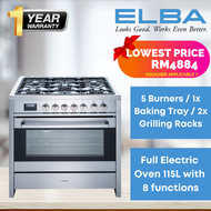 (Secure Delivery) ELBA Professional Range Cooker 5 Burners (115L Electric Oven) Stainless Steel EPRC