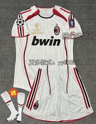 06-07 ac Milan Jersey Away 22 Kaka Vintage Football Uniform Inzaghi Size Luo Childrens Long Sleeve S