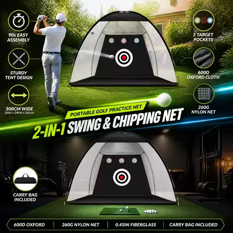118*78.7inch Profession Golf Practice Net with Hitting Mat Anti Bounce Strike Net For Indoor Outdoor