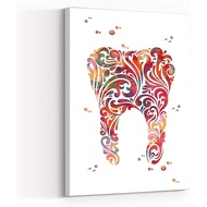 Science Wall ArtDental Care Symbol Art Print Floral Molar Watercolor Poster Dental Art Anatomy Art Oral Care Wall Art DecorCounseling Office Decorx Fr...