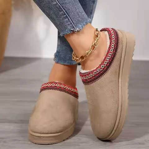 Winter 2024 New Cashmere Warm Thick Sole Heelless Covered Half Mop Cashmere Warm Uggs