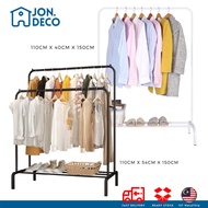 JON. Single / Double Clothes Rack Room Organizer Hanger Drying Rack Rak Baju Besi Penyidai Pakaian Ampaian Rak Pakaianpe