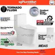 Midas x sgPlumbMart Geberit Tornado Flush 1-Piece Toilet Bowl One Piece WC 3010 Water Closet S Trap Close Coupled Toilet