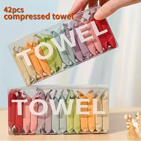42pcs Compressed Towels Set – Disposable Quick-Drying Face Towels, Makeup Remover Wipes, Portable fo