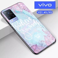 Softcase Glass Kaca VIVO V21 4G VIVO V21 5G [M128] Quotes Pastel Casing HP VIVO V21 4G - kesing HP V