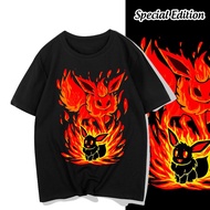 AGASA Pokemon Eevee Api T-Shirt Flareon Evolution of Eevee Full Cotton
