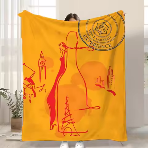 V-Veuve ClicquotS ART Throw Kid-Friendly Flannel Throw Blanket Soft Warm Anti-Static Washable All Se