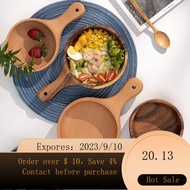 NEW Korean Tableware Kimchi Bowl Household Wooden Bowl Fruit Salad Bowl Handle Instant Noodle Bowl Sense of Ceremony o