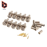 [Blesiya] 10-Pack Professional RG59 BNC Male Crimp-On Connector for CCTV Coaxial Cables