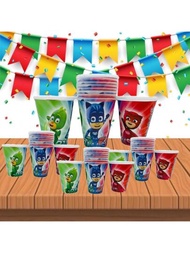 10 vasos de Personaje Heroes En Pijamas PJMASKS Vasos Recipiente Bebida Desechable Articulo Fiesta Decoracion Desechable