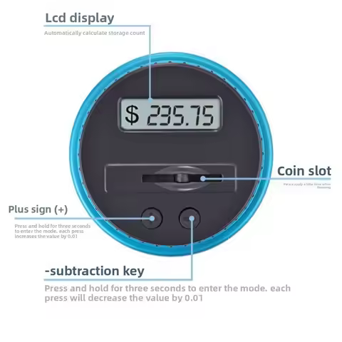 ABS Electronic Coin Bank LCD Display 1.8L Large Capacity Money Saving Box Coin Counting Digital Coin