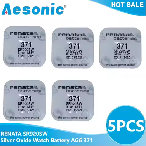 5PCS RENATA SR920SW Silver Oxide Watch Battery AG6 371 LR921H LR69 371A LR920 Coin Cells 920 1.55V 1