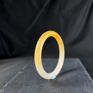 弦月| 天然黃翡圓條手鐲 #17 | 蜜糖黃