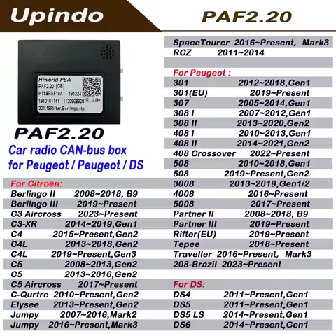 Car Radio CAN Bus Box Decoder Adapter For Peugeot 308 408 Rifter Partner Tepee For Citroen Berlingo 