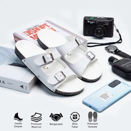 Daily - Efron White Men's Leather Slip-On Slide Sandals Distro Latest Trendy Flip-flops