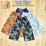 Kulot sakura anak usia 3-12 tahun size M-XXL / celana kulot plisket anak motif bunga sakura