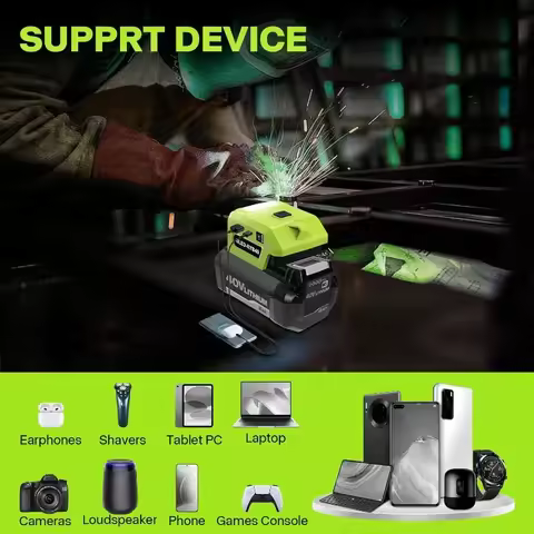 For Ryobi 40V 36V Lithium Battery Adapter Power Bank Connector Charger With Work Light P4040 OP4050 