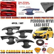 4pcs MYVI LAGI BEST ICON 3D Carbon Car Door Handle Bowl Cover Protector Anti Scratch Car Accessories