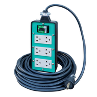 (สายไฟ VCT 3x2.5 ยาว 20 เมตร)ปลั๊กไฟสนาม 6 ช่อง มีเบรกเกอร์ 30A รับไฟ 4500วัตต์ บล๊อคยางสนามมีเบรกเก