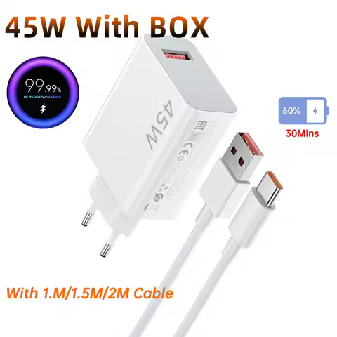 Usb Charger For Xiaomi 45W 33W Turbo Charging Cargador EU Adapter For Redmi Note 15 Pro 14 Poco X7 M