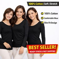 🔥36% OFF🔥47 Woman BLACK Long Sleeve Inner Shirt Woman Under Shirt Woman Thermal Innerwear Woman Unde