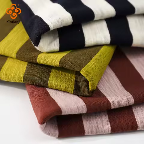 50x185cm Vintage 2.5cm Stripe Fabric Polyester Cotton Jersey Knit Cloth For Autumn Winter Bottoming