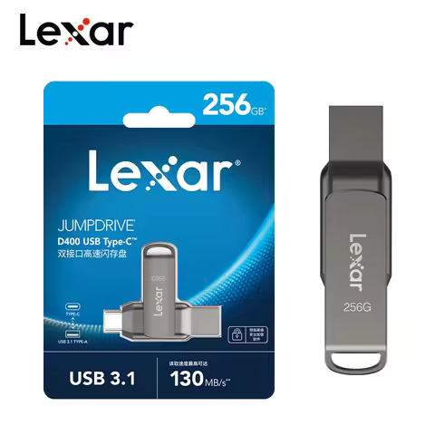 Original Lexar JumpDrive Dual Drive D400 USB 3.1 Type C/A Memory Stick Dual Slot USB Flash Drive 32G
