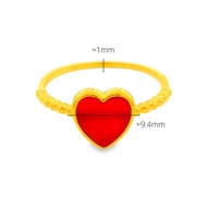 Top Cash Jewellery 916 Gold Red Enamel Heart Ring