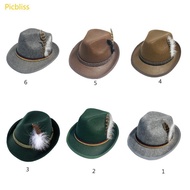 Picbliss Feather Decors Sunproof Derby Hat Lightweight Fedora Hat for Camping Travel