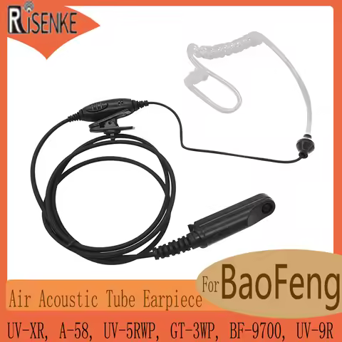 RISENKE Walkie Talkie Air Acoustic Tube Earpiece Headset for BaoFeng UV-XR, A-58, UV-5RWP, GT-3WP, B
