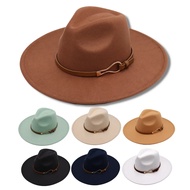 หมวกชุด Trilby หมวกแนวแจ๊สหมวกสักหลาดหมวกฟางขนสัตว์คลาสสิก Unisex Fedora