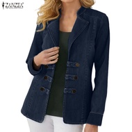 ZANZEA Women's Vintage Streetwear Retro Double-Breasted Blazer