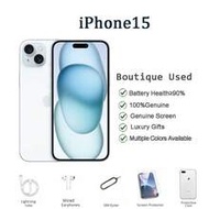 Used Apple IPhone 15 OLED Flat Screen, 6.1 Inch, 128GB/256GB, Good Condition, Dual SIM, Smooth Perfo