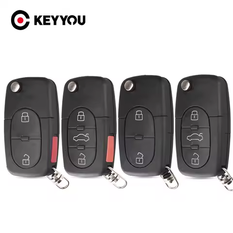KEYYOU Replacement Folding Remote Car Key Case Shell For Audi TT A2 A3 A4 A6 A8 TT Quattro CR2032/CR